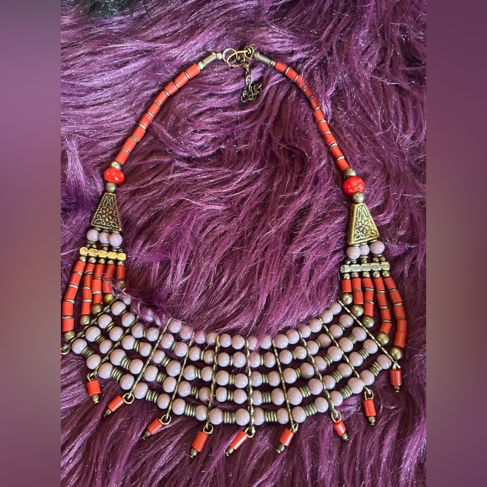 Beaded bohemian tribal style dressy or casual necklace